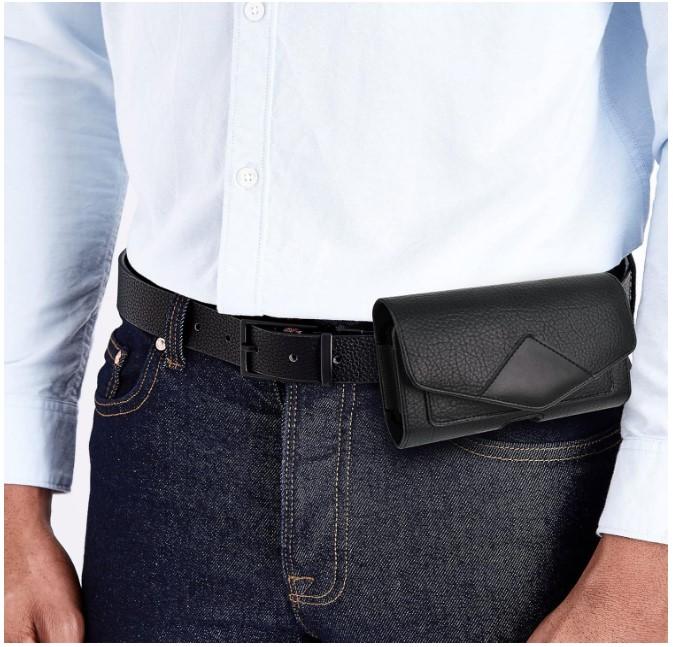 Leather Cell Phone Holster Belt Loop Phone Belt Holder for Men Carrying Phone Pouches Wallet Black for Phone 14 13 12 1114Pro 13Pro 12 Pro Samsung Motorola (Holster for 1 Phone)